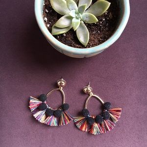 Melina Pom Pom hoop earrings 🌈